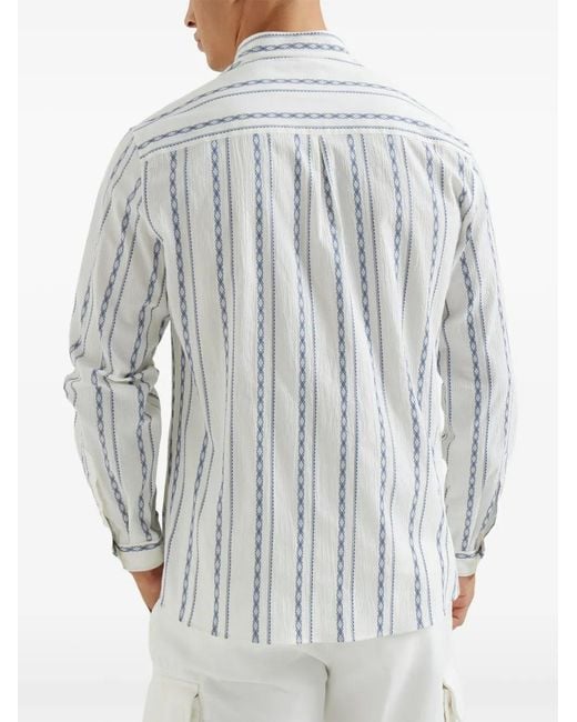 Brunello Cucinelli Blue Long-Sleeves Shirt for men