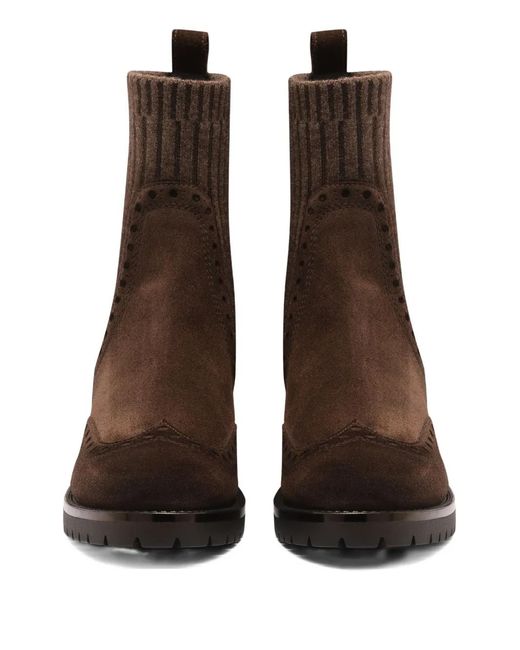 Santoni Brown Suede Wingtip Boots