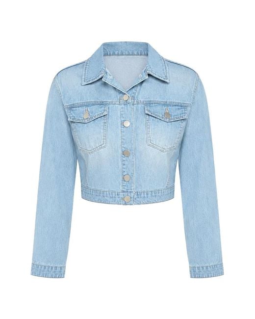 L'Agence Blue Dakota Cropped Denim Jacket