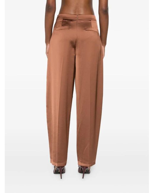 Imperial Brown Pleated Tapered Trousers
