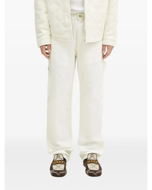 Stan Ray White Contrast-Stitch Trousers for men