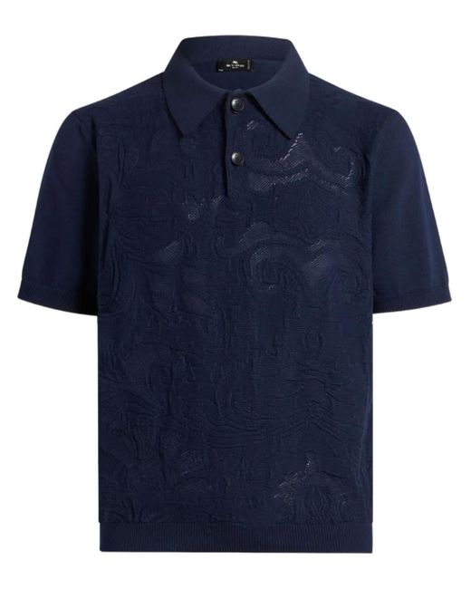 Etro Getextureerd Poloshirt in het Blue voor heren