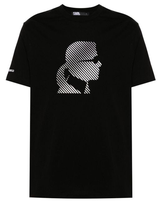 Logo-print cotton T-shirt Karl Lagerfeld de hombre de color Black