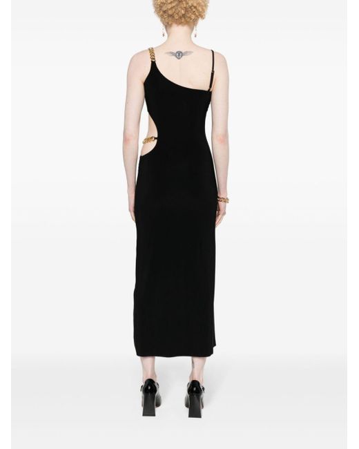 Nissa Black Chain-detailing Midi Dress