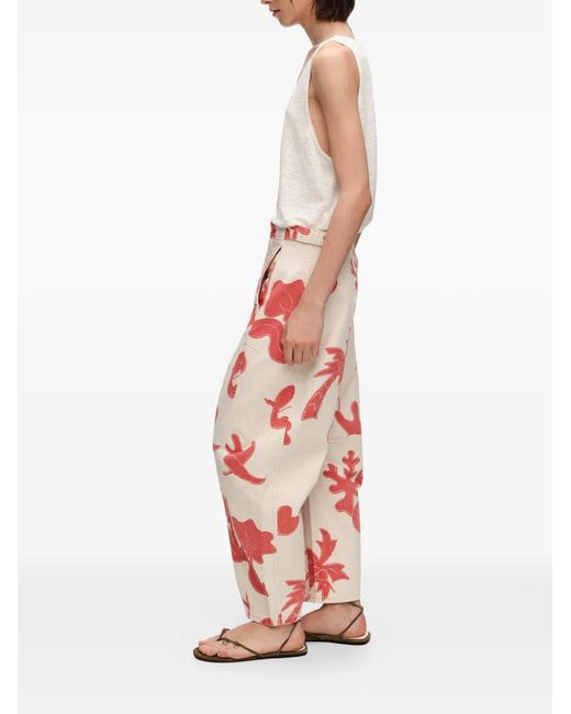 Bimba Y Lola Red Barrel Graphic-Print Trousers