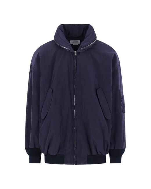 Hed Mayner Blue Zip-Up Padded Jacket for men