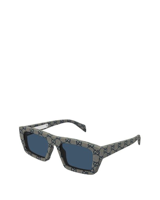 Gucci Blue Patterned Square-Frame Sunglasses for men