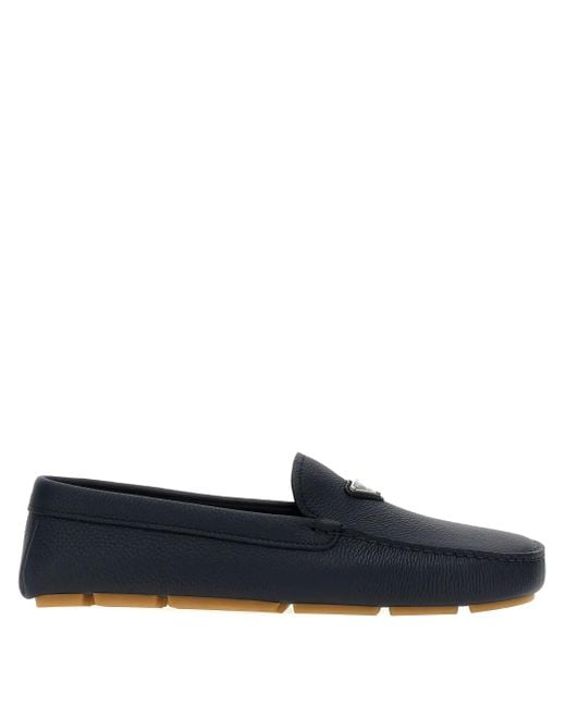 Prada Blue Leather Loafers for men
