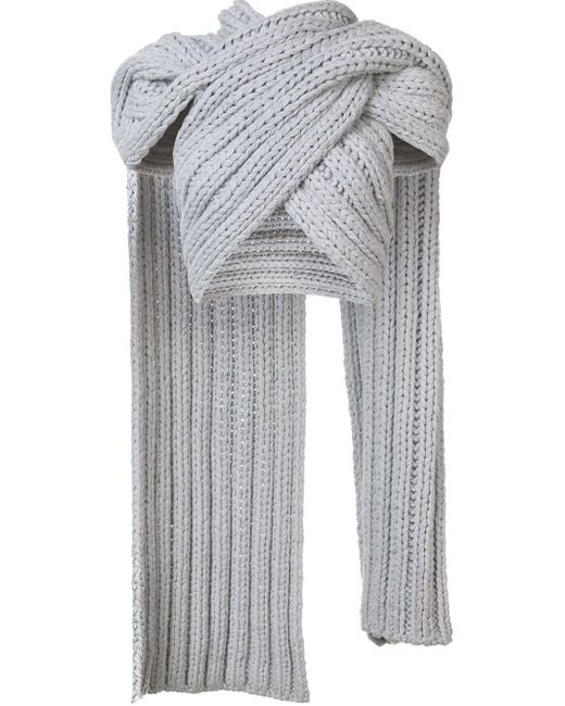 Christian Siriano Gray Knitted Wrap Scarf