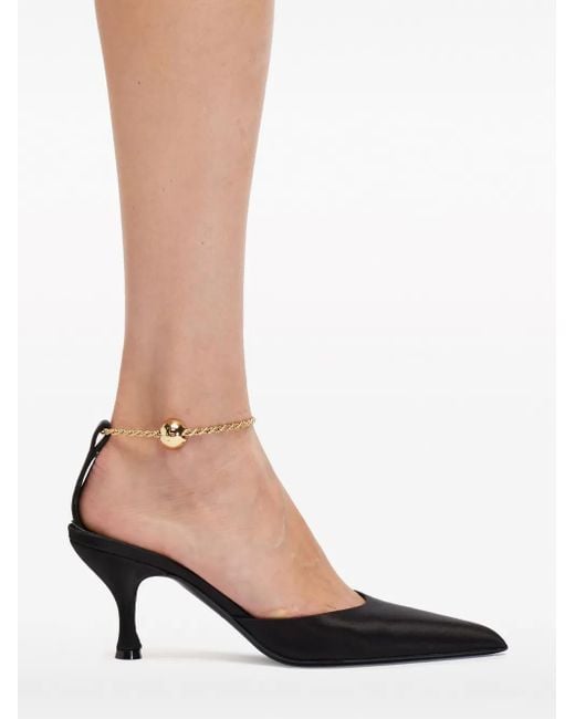 Ferragamo Black 70Mm Cable-Link Chain Satin-Finish Pumps