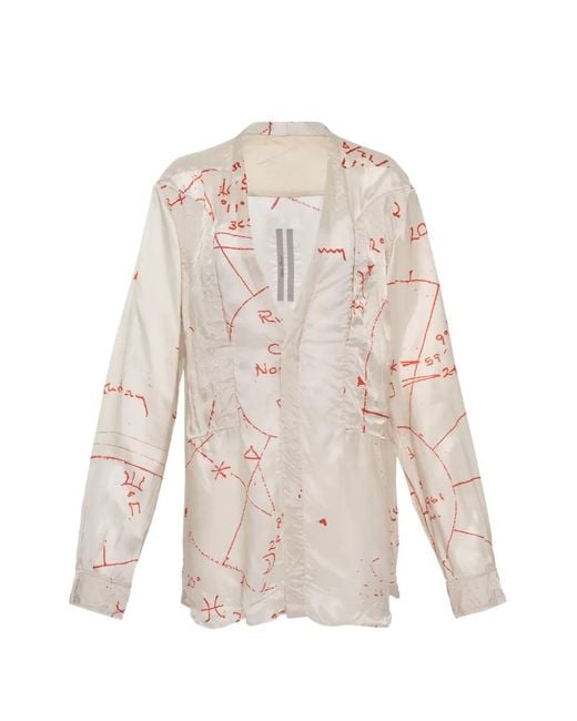 Rick Owens White Chemise Larry Fogpocket Imprimée