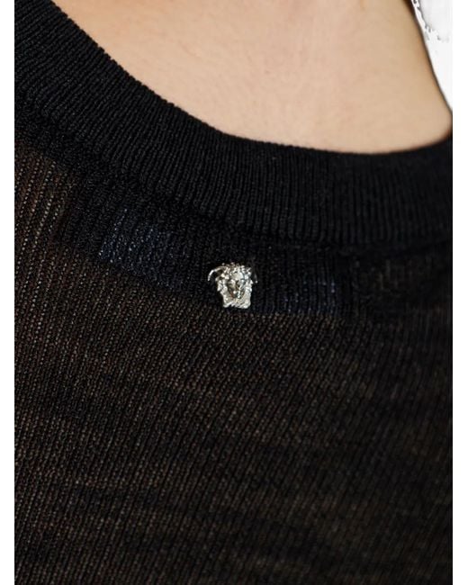 Versace Black Medusa-Detail Long-Sleeve Mini Dress