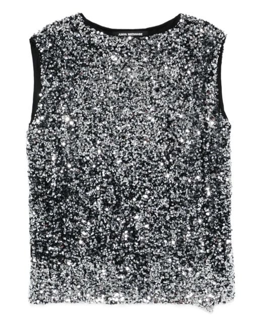 Junya Watanabe Black Sequinned Sleeveless Top
