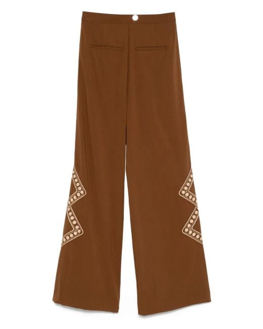 Ba&sh Brown Taos Embroidered Trousers