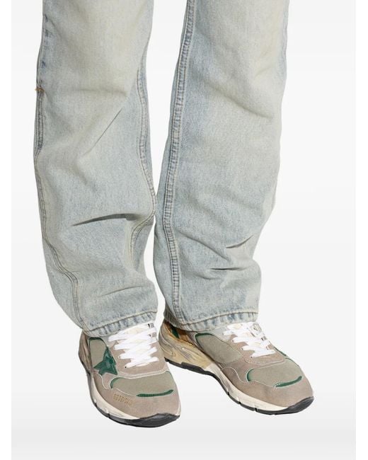 Golden Goose Deluxe Brand Green "Running Dad" New Nylon And Leather Upper Suede Toe And S