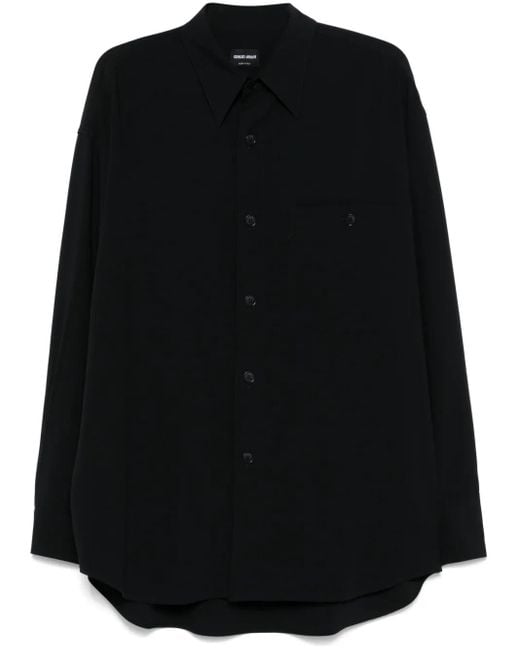 メンズ Giorgio Armani バージンウール シャツ Black