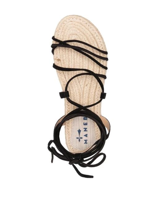 Manebí Black Tie-Fastening Flat Sandals