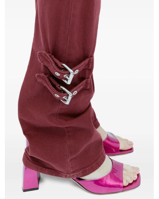 By Far Red Metallic-Finish Sandals
