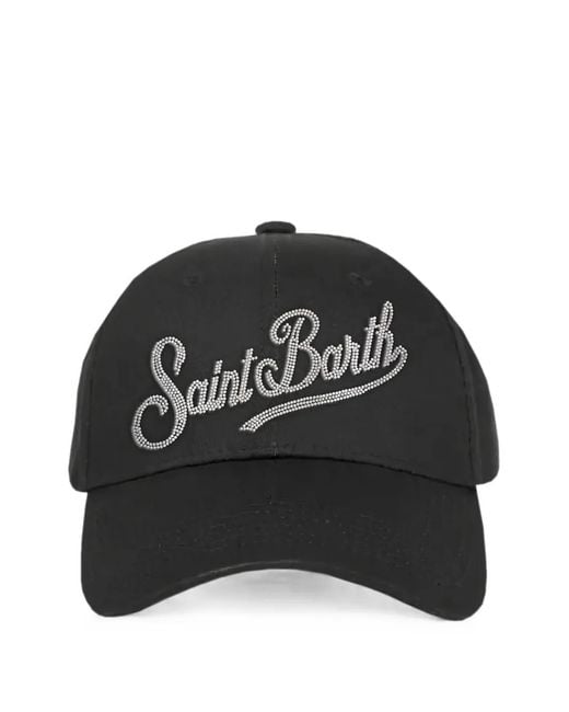 Mc2 Saint Barth Black Crystal-Embellished Baseball Cap
