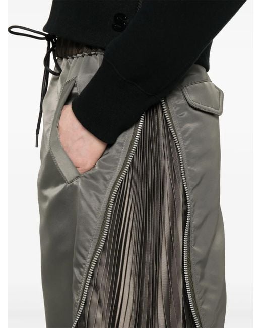 Sacai Gray Twill Midi Skirt