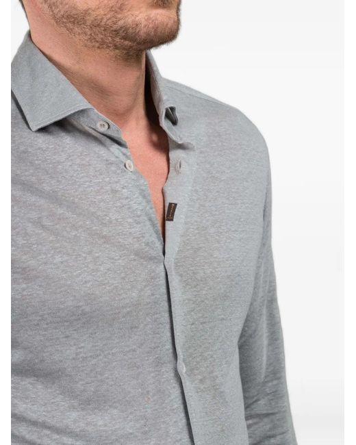 Moorer Gray Sorrento Linen Shirt for men