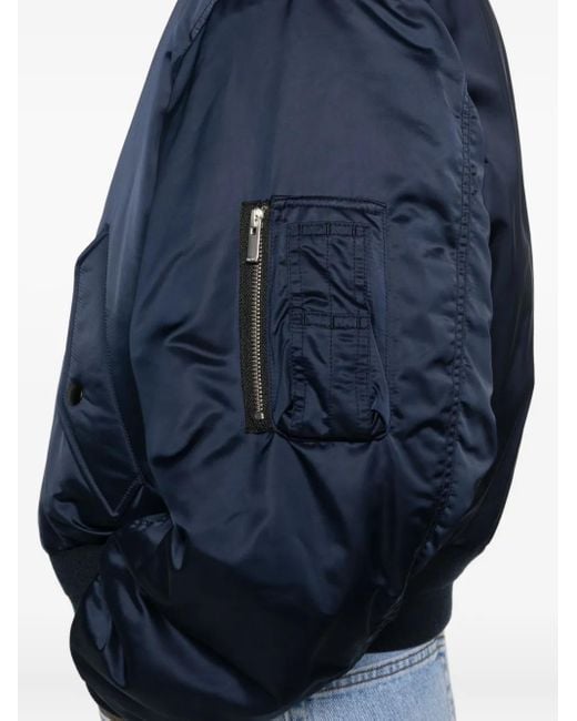 TONYWACK Blue Zip-Front Patch-Pocket Bomber Jacket for men