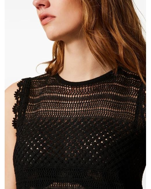Twinset Black Knit Top With Rhinestones