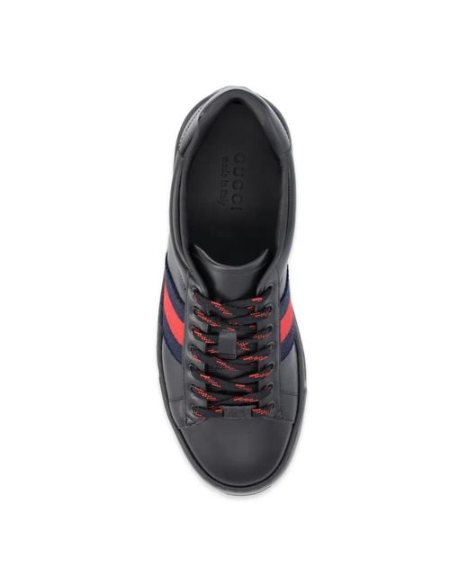 Gucci Black Ace Trainers With Web, Uk for men