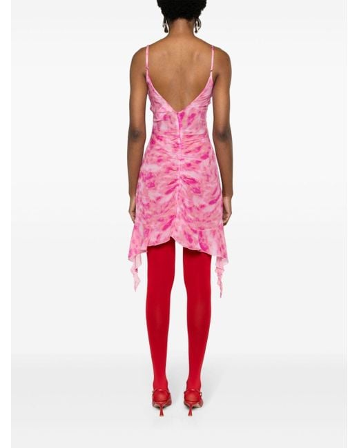 M I S B H V Mini-jurk Met Tie-dye Print in het Pink