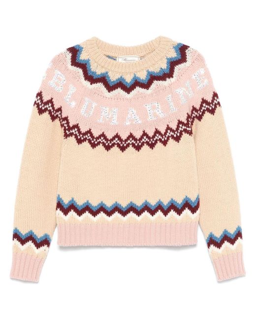 Blumarine Pink Rhinestone-Embellished Wool Sweater