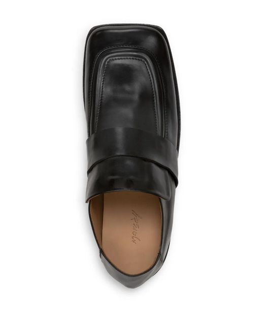 Marsèll Black Spatola Square-Toe Leather Loafers for men
