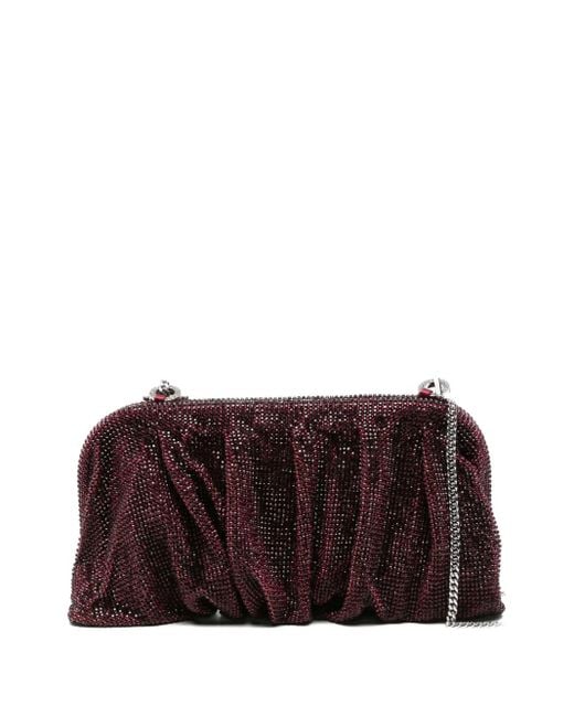Benedetta Bruzziches Purple La Grande Venus Crystal-Embellished Pleated Clutch
