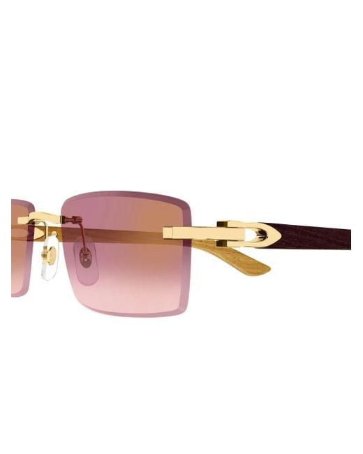 Cartier Pink Rectangle-Frame Sunglasses