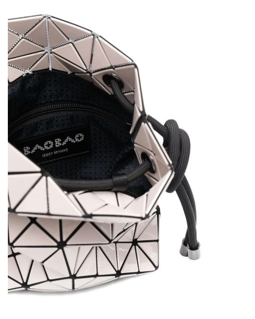 Issey Miyake White Geometric-Pattern Drawstring Shoulder Bag