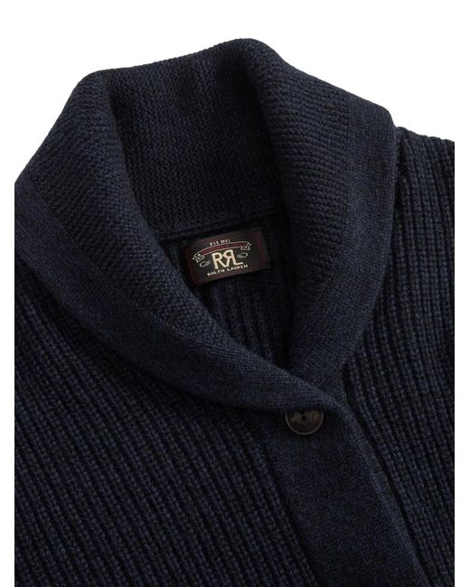 RRL Blue Shawl-Collar Buttoned Cardigan
