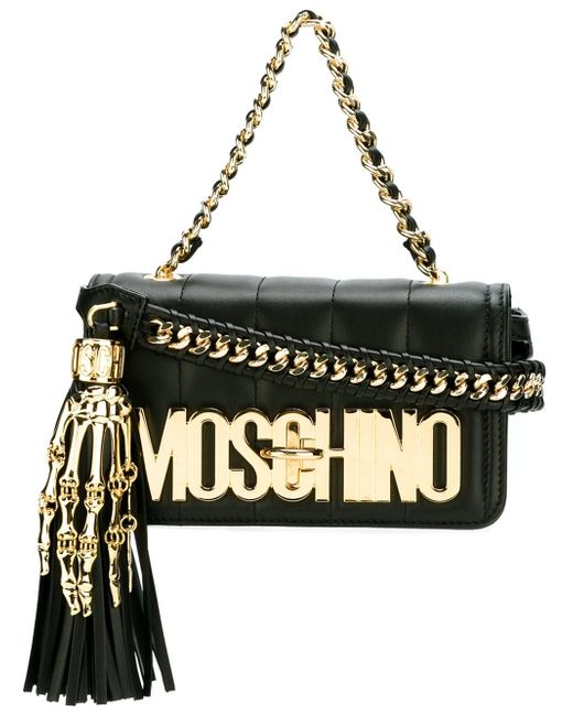 Moschino Black Skeleton Hand Crossbody Bag