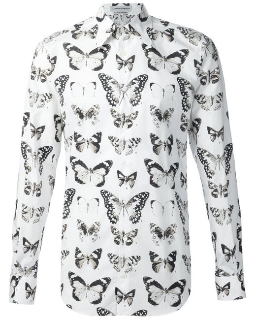 Alexander McQueen Multicolor Victorian Moth-print Silk Shirt for men