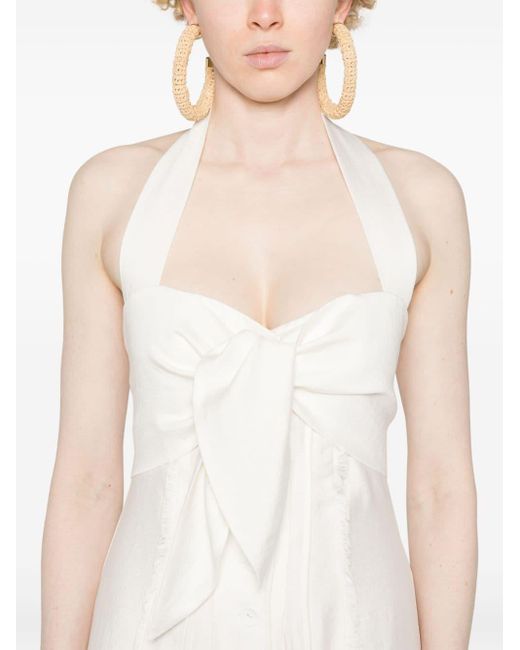 Vestido largo texturizado con cuello halter Cult Gaia de color White