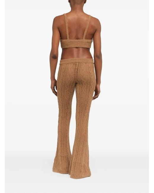 Alanui Brown Desert Drift Cable-Knit Top