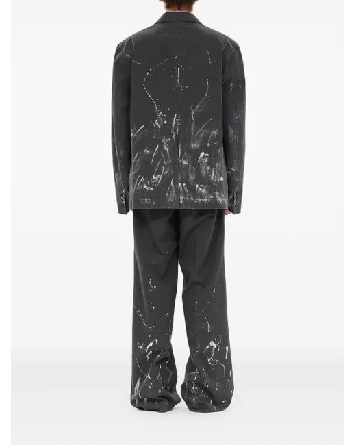 we11done Gray Paint-Splatter Blazer for men