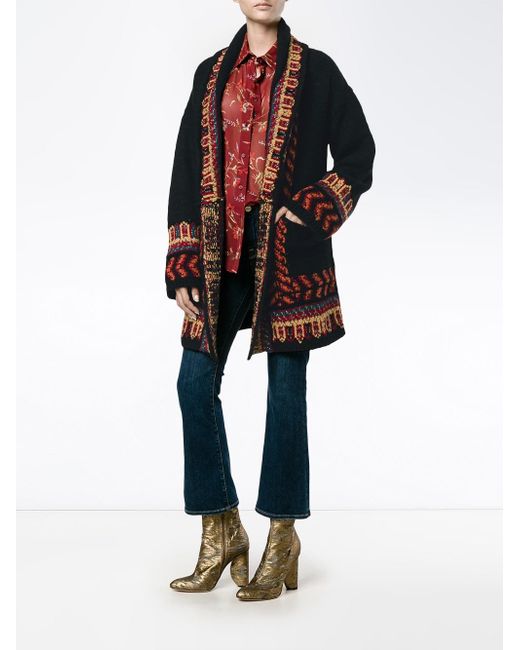 etro motif cardi coat in black lyst etro motif cardi coat in black lyst