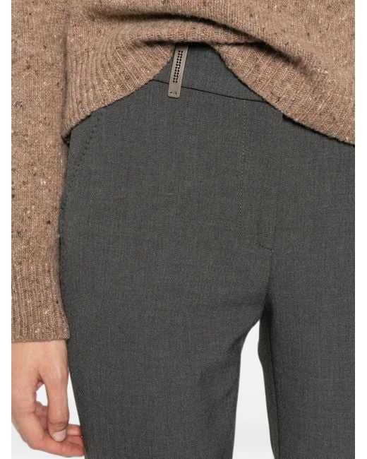 Peserico Gray Straight-Leg Tailored Trousers