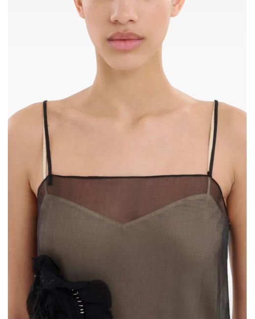 Marni Black Floral-Appliqué Crepon Dress