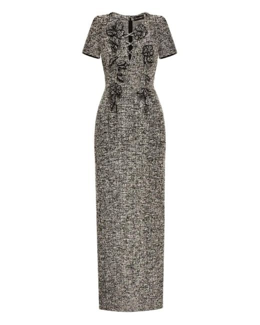 Abito Lungo A Fiori di Oscar de la Renta in Gray