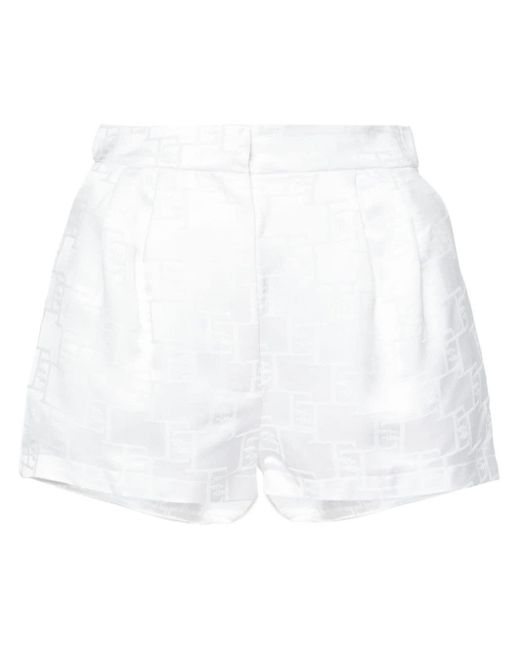 Elisabetta Franchi White Shorts mit Logo-Jacquardmuster