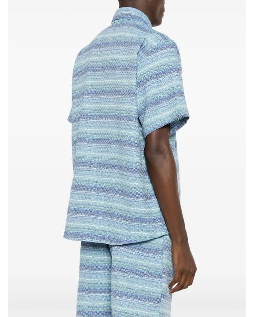 Amir Slama Blue Logo-Engraved Jacquard Shirt for men