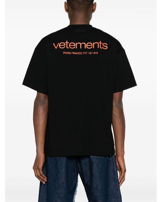 T-shirt à logo imprimé Vetements pour homme en coloris Black