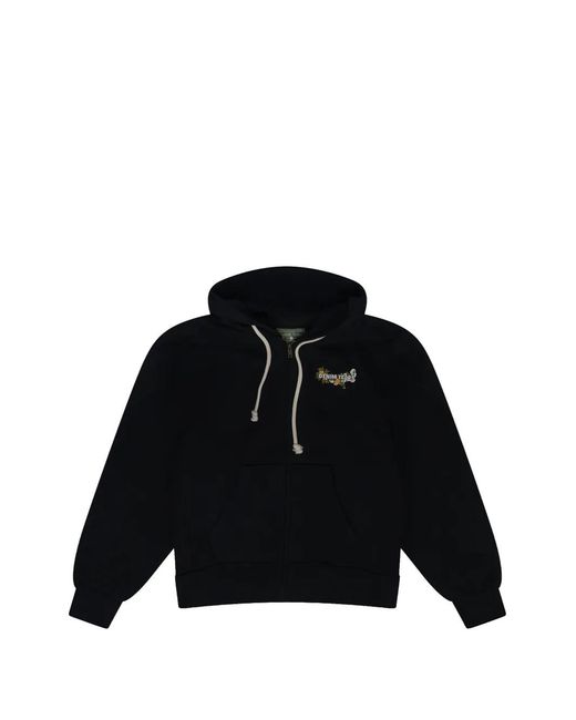 DENIM TEARS Black Logo-Embroidered Zip-Up Hoodie for men