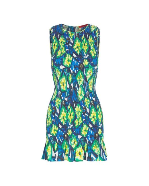 Simon Miller Green Belle Smocked Sleeveless Cotton Mini Dress
