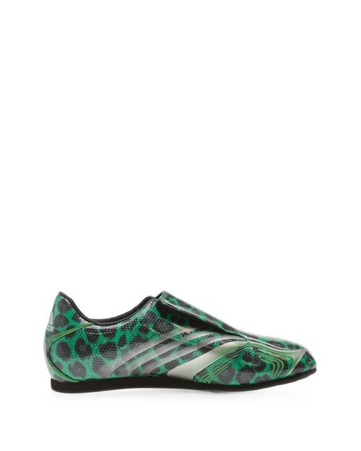 Adidas Green Taekwondo F50 Leopard-Print Sneakers